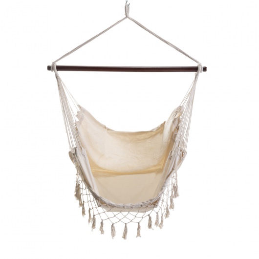 Single Quick Dry Fabric Swing with Eclectic Fringe - Natural