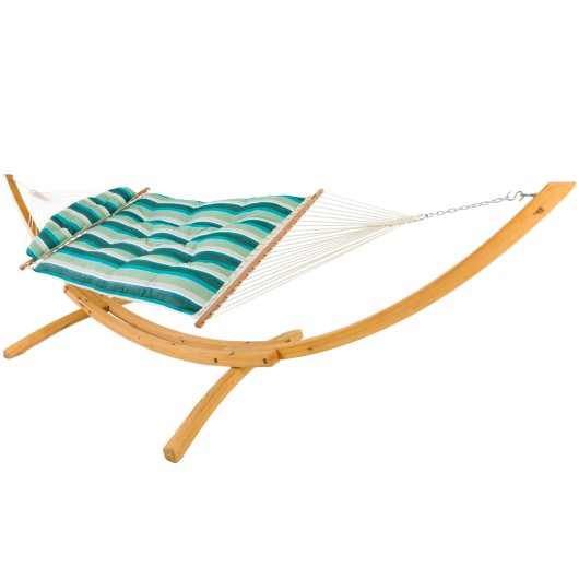 Large Sunbrella Tufted Hammock with Detachable Pillow - Beam Lagoon