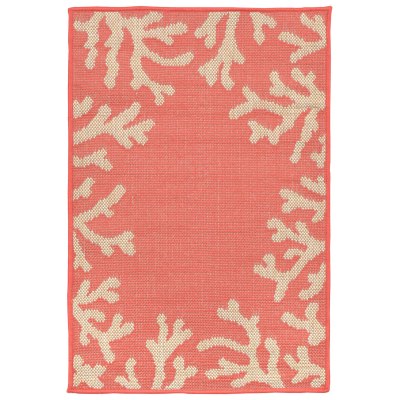 Terrace Coral Border Coral Outdoor Rug 23in. x 35in.