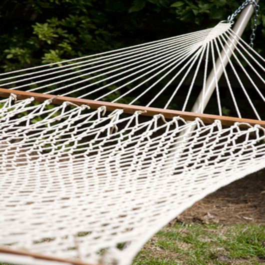 55 Inch Wide Soft Spun Cotton Rope Hammock with Hanging Hardware and FREE Pillow