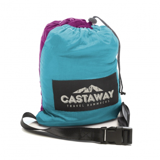 Double Travel Hammock - Turquoise/Raspberry