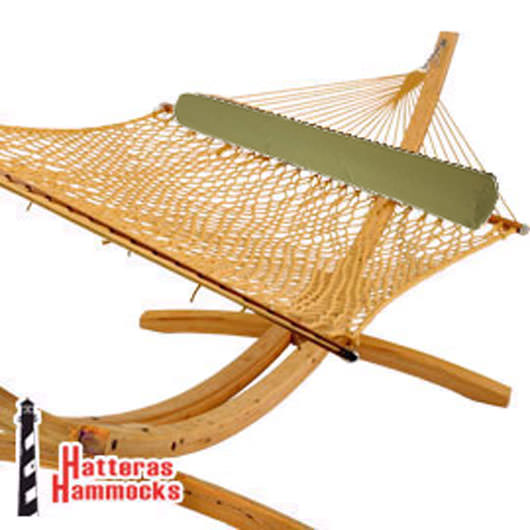 Roman Arc Cypress Stand, DuraCord Hammock and Pillow