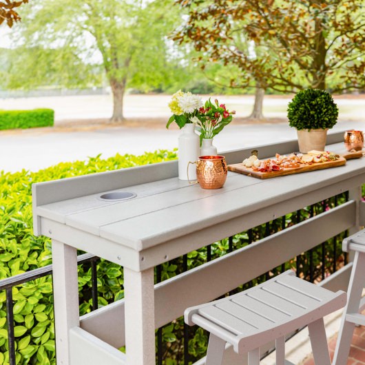 DURAWOOD® Poly 3 Piece Viewfinder Bar Height Table with Saddle Stools