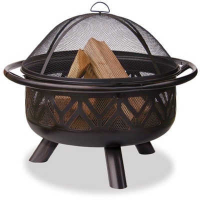 Endless Summer Oil Rubbed Bronze Wood Burning Firebowl with Geometric Design
